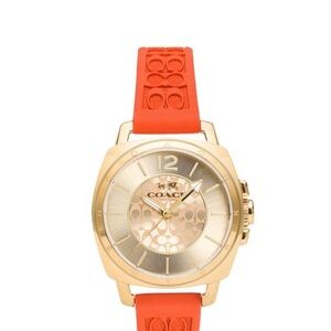 Coach Boyfriend Style Women's Watch with Gold Case and Orange Strap NWOB